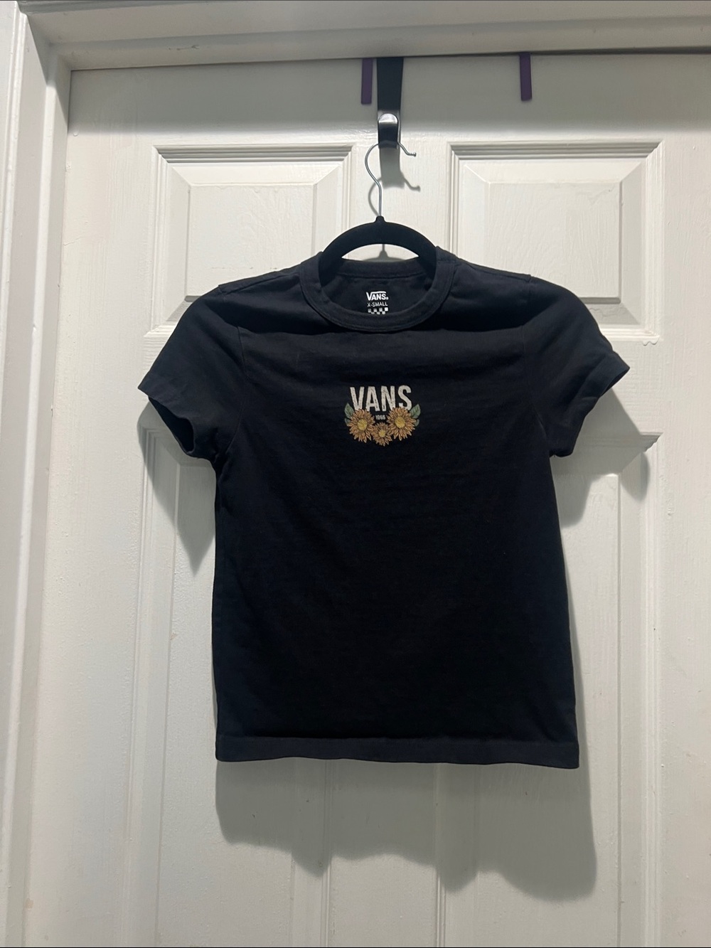 Vans Black Tee with Sunflower Chest Logo